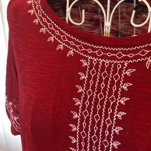 Rafaella Tops - Red Rafaela Boho-Chic Shirt Rafaella Tops - Red Rafaela Boho-Chic Shirt